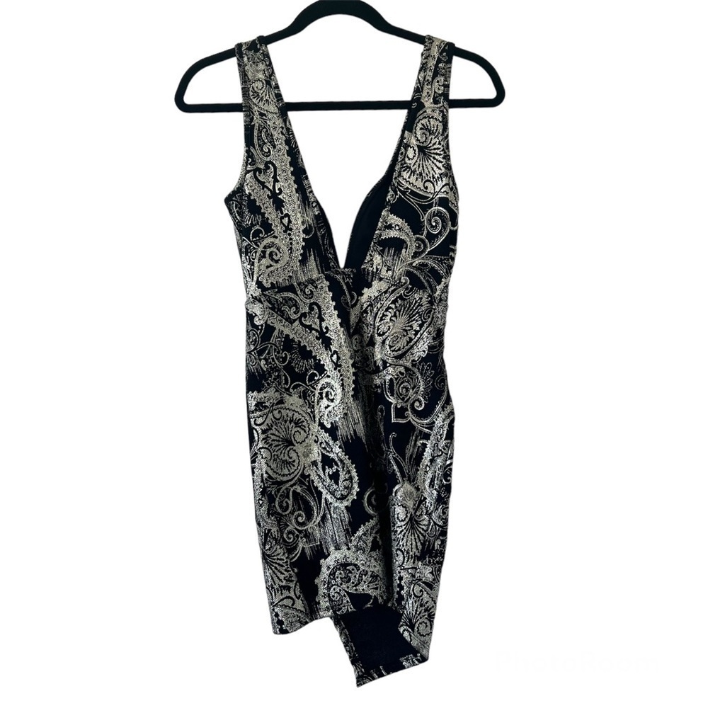 Windsor Black & Silver Patterned Asymmetrical Min… - image 2